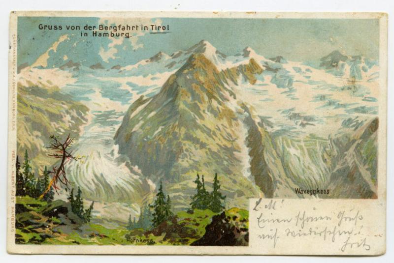 Gruss von der Bergfahrt in Tirol in Hamburg, Ansichtskarte, 1899, Inv.Nr. 1965/590/65 – © SHMH-Altonaer Museum