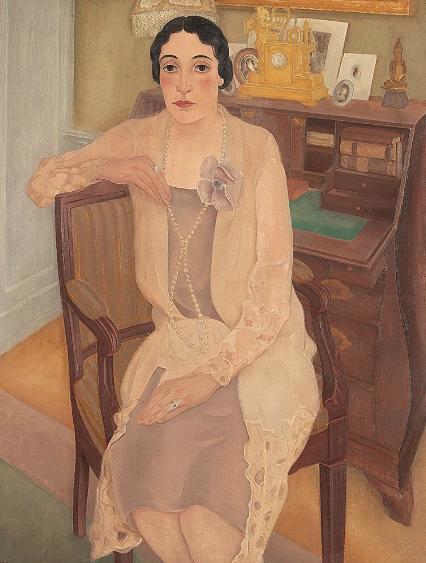 HARMEN MEURS, Dame mit Perlenkette, 1928 Öl/Leinwand, 115,5 × 90 cm