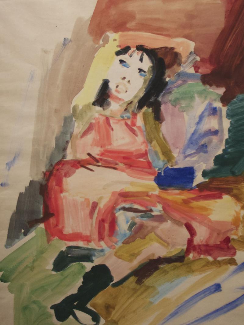 Oskar Kokoschka (1886-1980) Sitzendes Mädchen im roten Kleid, 1921