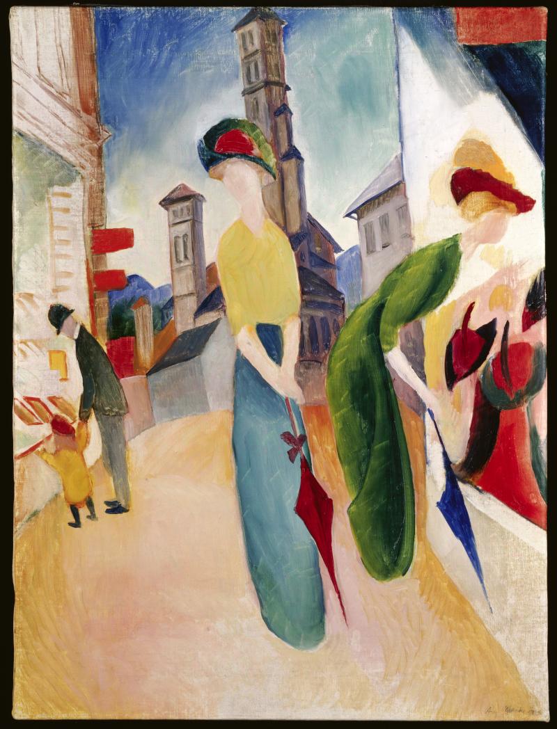 August Macke, Zwei Frauen vor demHutladen, 1913  Heidi Horten Collection