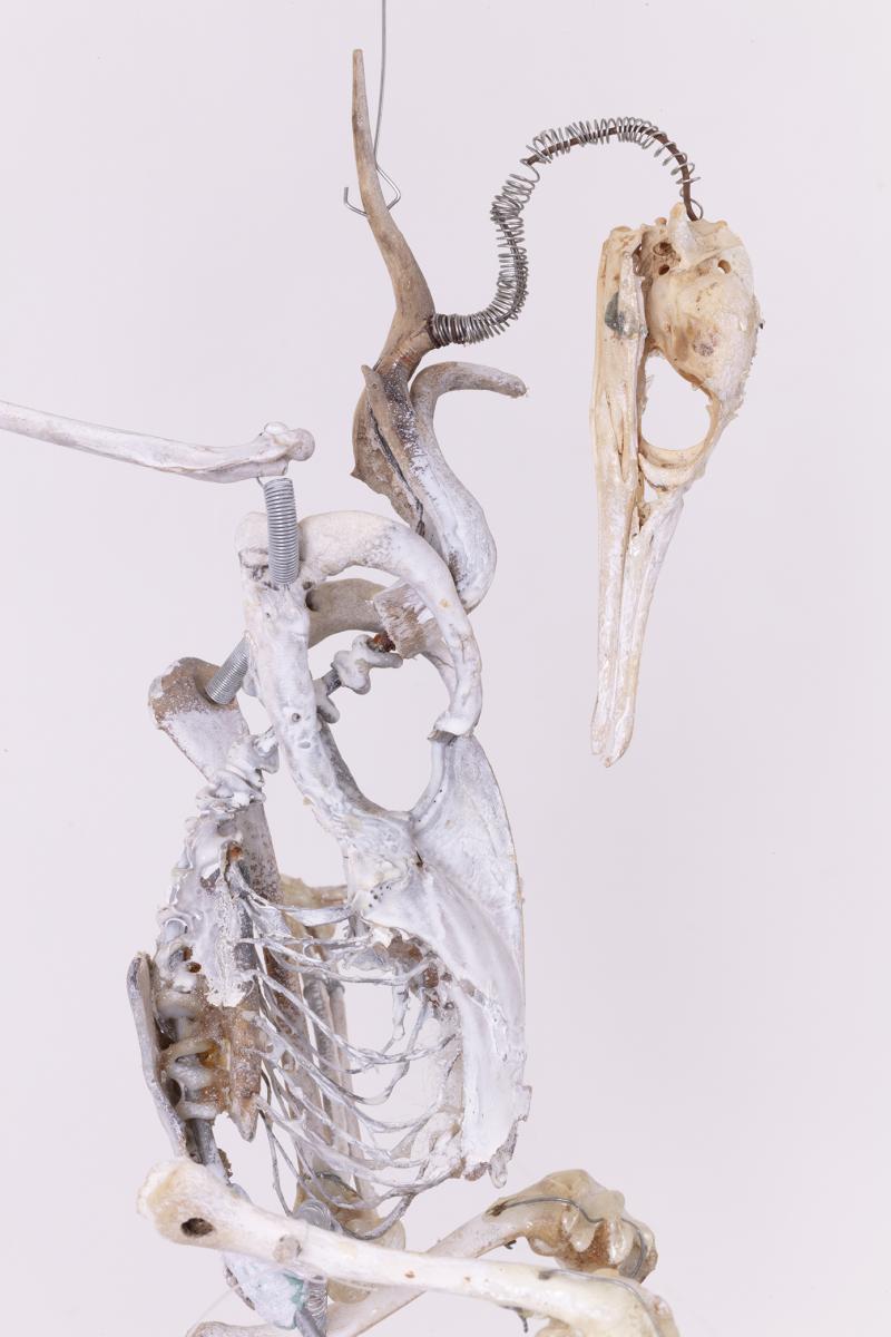 arallel Oaxaca: Patrica Belli, Preciada, 2024, 135 x 45 x 45 cm, Bones, iron wire, resin, snake skin, wood. Courtesy of the artist and Parallel Oaxaca, Oaxaca.