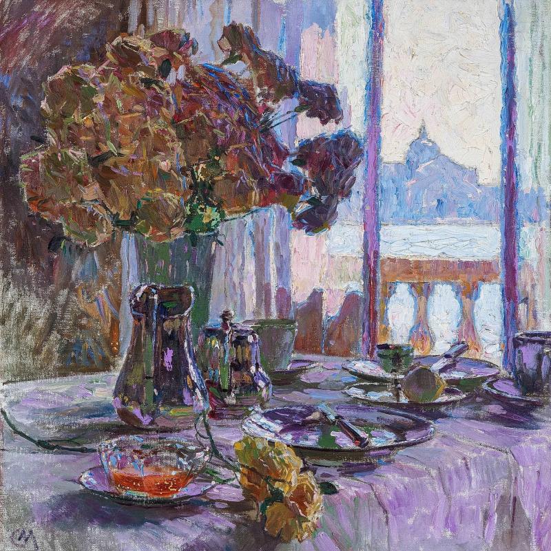 Carl Moll  Frühstückstisch in Venedig Öl auf Leinwand, 61,5 x 60 cm, monogrammiert unten links Bild: Kunsthandel Freller