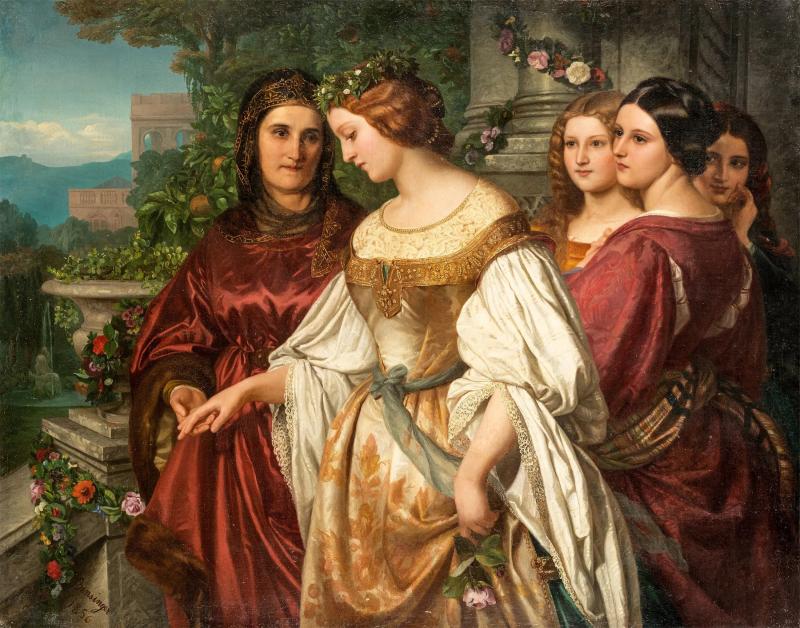 Amalie Bensinger, Margarethas Sehnsucht aus Joseph Victor von Scheffels „Trompeter von Säcklingen“, 1856, Öl auf Leinwand, 122 x 155 cm, Privatbesitz, Foto: Grisebach GmbH