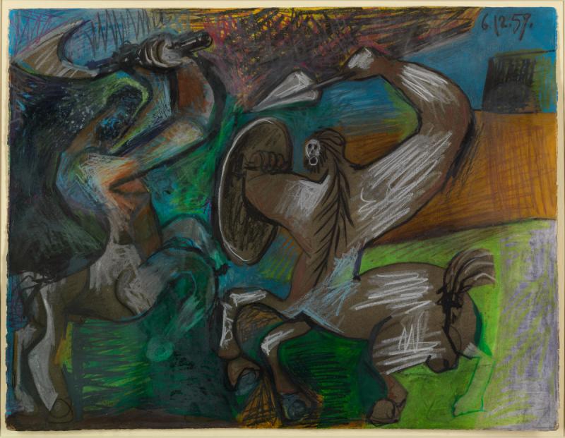 Pablo Picasso Combat de centaures  Farbige Kreide auf festem Papier, 1959, 50,5 × 65,5 cm