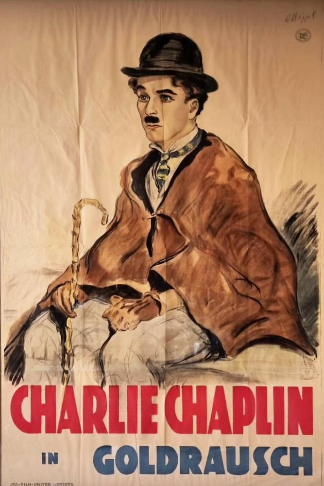 Andanti, Schwäbisch Gmünd, Charlie Chaplin im Goldrausch. Plakat, illustriert von Walter Gustav Hippel. 1925. 3.200,-