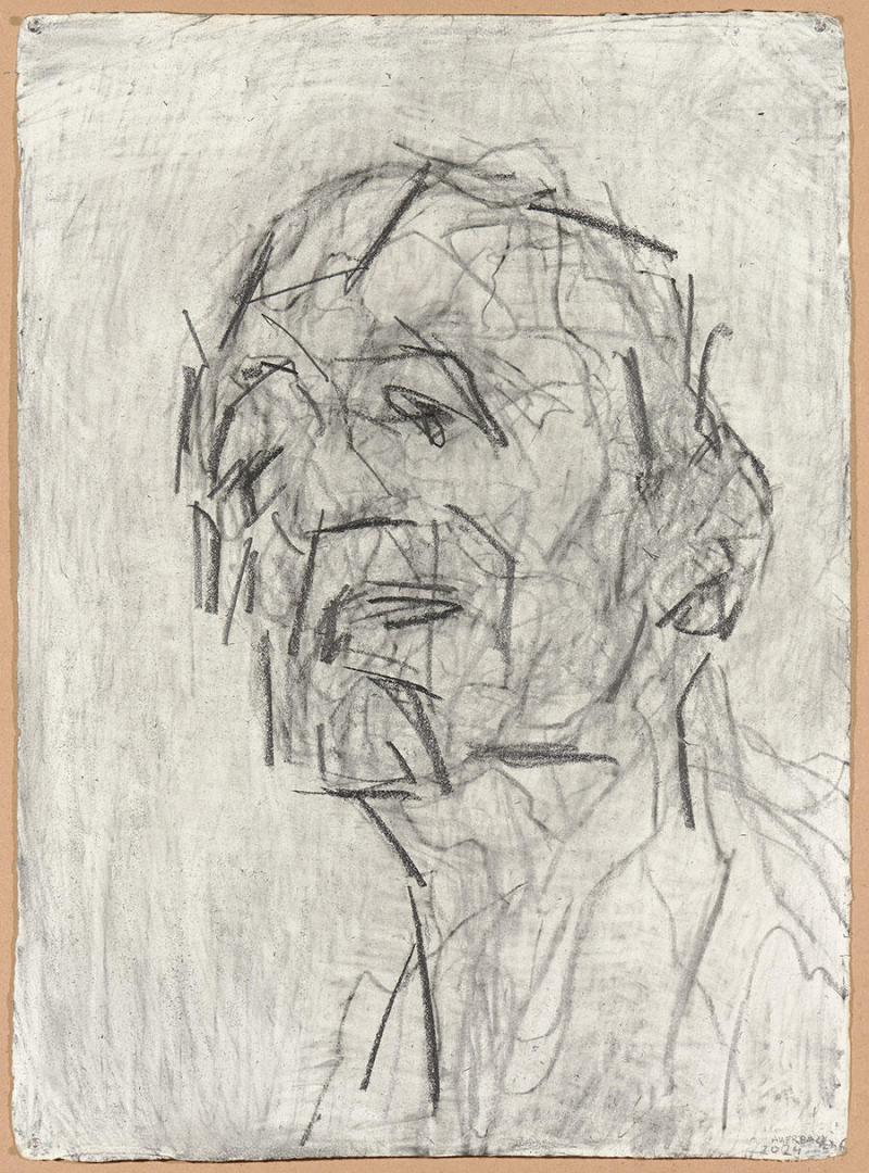 Frank Auerbach, Self Portrait, 2024, graphite on paper, 78 × 57 cm. Courtesy: Frankie Rossi Art Projects, London