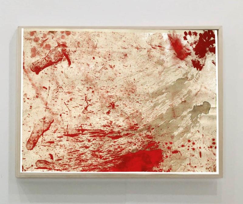 HERMANN NITSCH  Wiener Secession 20. Malaktion, 1987 Oil, blood, fat on cardboard 90 x 124 cm